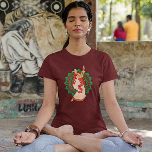 Traditional Dance Durga Puja Women's Printed T-Shirt - Festival Vibes