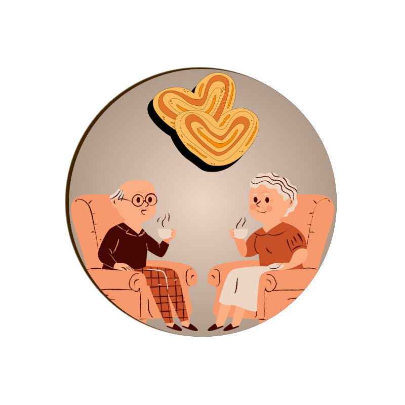 Love in Every Sip: Old Couple Coffee Coasters - Set of 1