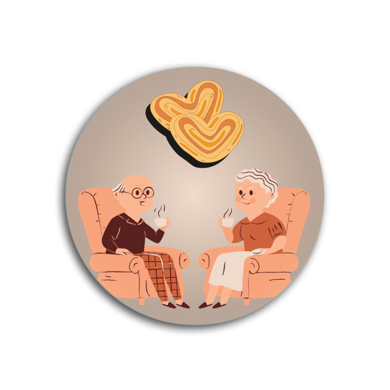 Love in Every Sip: Old Couple Coffee Coasters - Set of 1