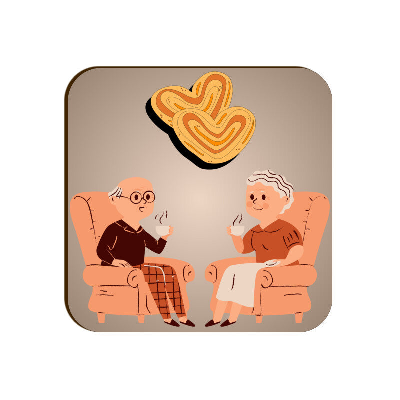 Love in Every Sip: Old Couple Coffee Coasters - Set of 1