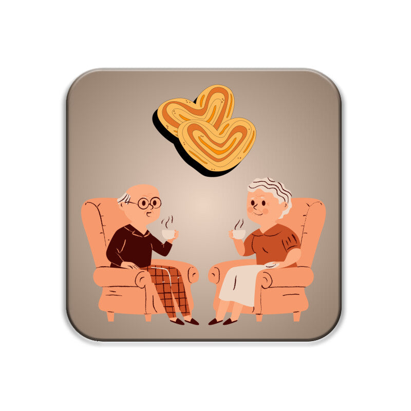 Love in Every Sip: Old Couple Coffee Coasters - Set of 1