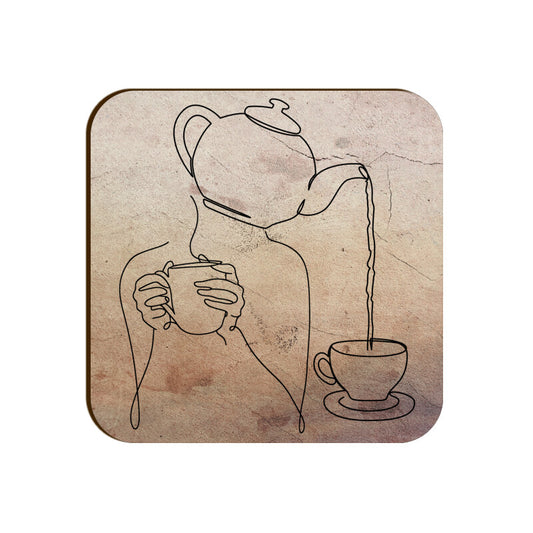 Whimsical Teapot Head Coasters: Pouring Tea Delight - Set of 1