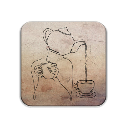 Whimsical Teapot Head Coasters: Pouring Tea Delight - Set of 1