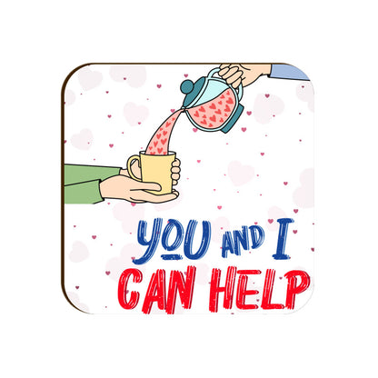 Helpful Gesture Coasters: You and I Can Help - Set of 1