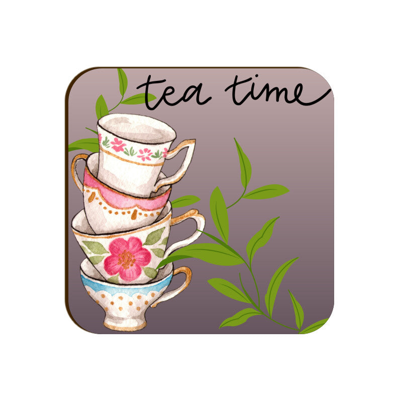 Tea Stacked Coasters: Time for Sips and Serenity - Set of 1