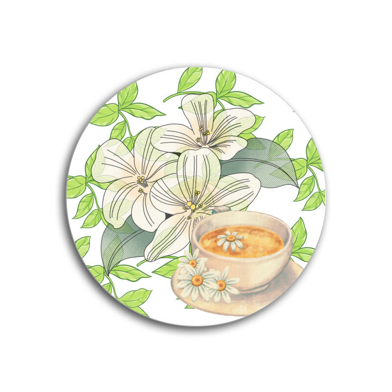 Tea Oasis Coasters: Sip Serenity Amidst Blooming Beauty - Set of 1