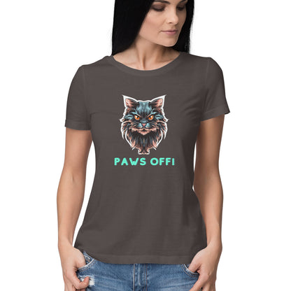 Angry Cat: Fierce Women's Round Neck T-Shirt with Attitude