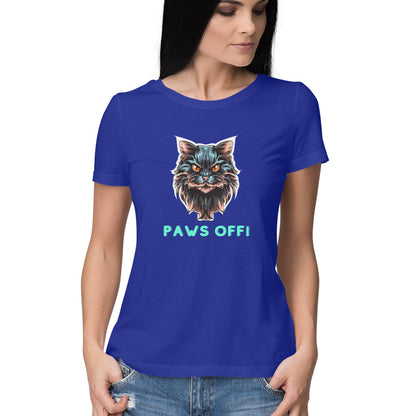 Angry Cat: Fierce Women's Round Neck T-Shirt with Attitude