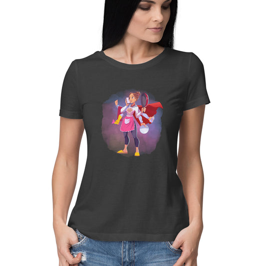 Superwoman Inspired: Women's Round Neck T-Shirt for Empowered Style