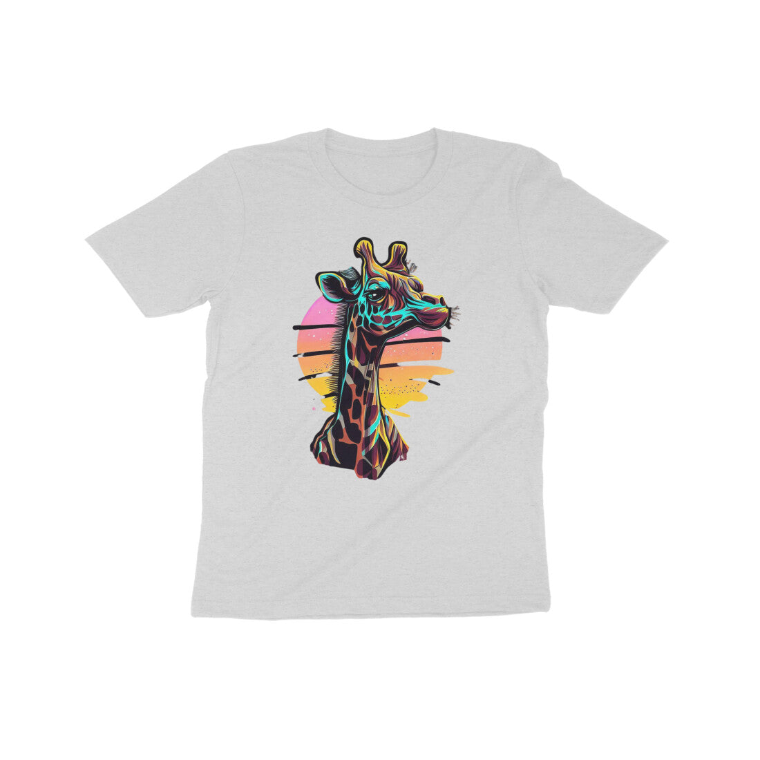 Adorable Giraffe Wonder: Kid's Round Neck T-Shirt - Vibrant Design