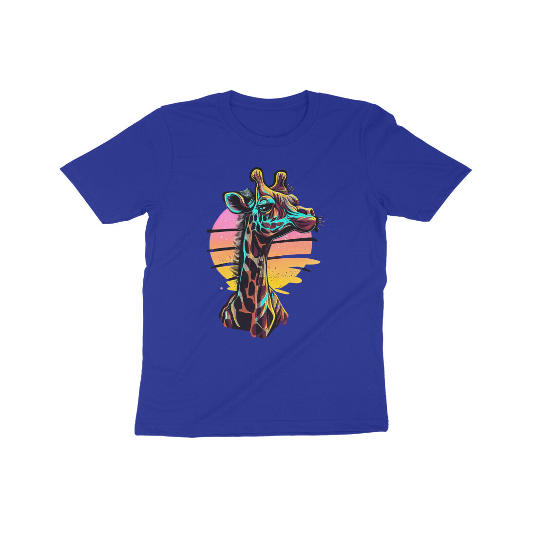 Adorable Giraffe Wonder: Kid's Round Neck T-Shirt - Vibrant Design