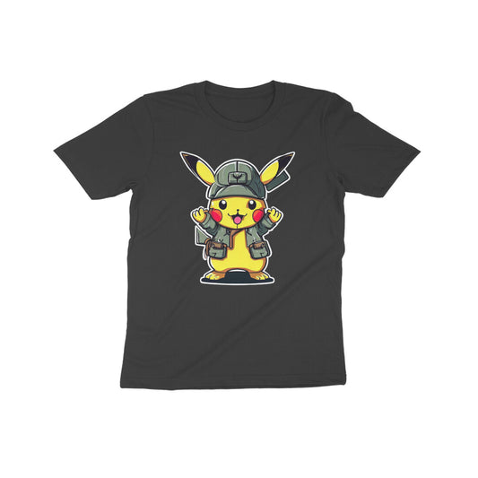 Pikachu Power: Kid's Round Neck T-Shirt - Adorable Pokémon Design