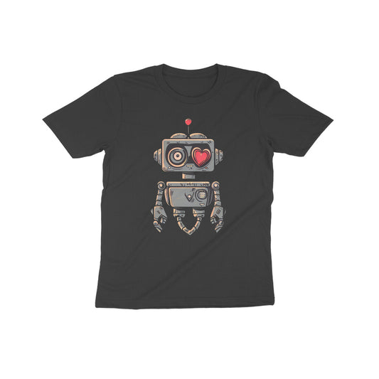 Heartwarming Robot: Kid's Round Neck T-Shirt - Adorable Design