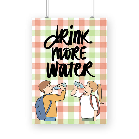 Drink More Water: Refreshing Poster Encouraging Hydration and Wellness