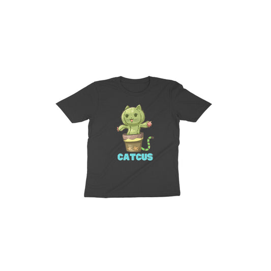 Catcus Cuteness: Toddler's Round Neck T-Shirt with Cactus Cat Design