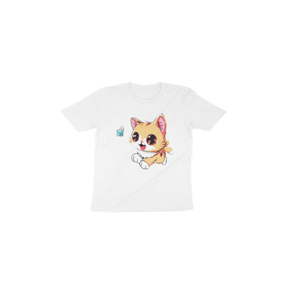 Adorable Cat Chasing Butterfly: Toddler's Round Neck T-Shirt