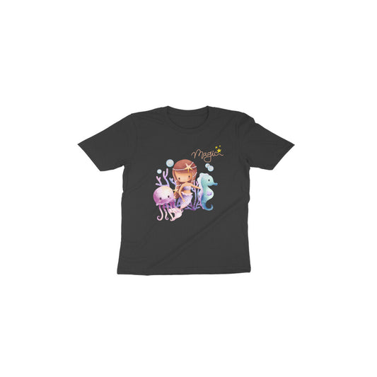 Magical Mermaid Tales: Toddler's Round Neck T-Shirt with Sea Creatures