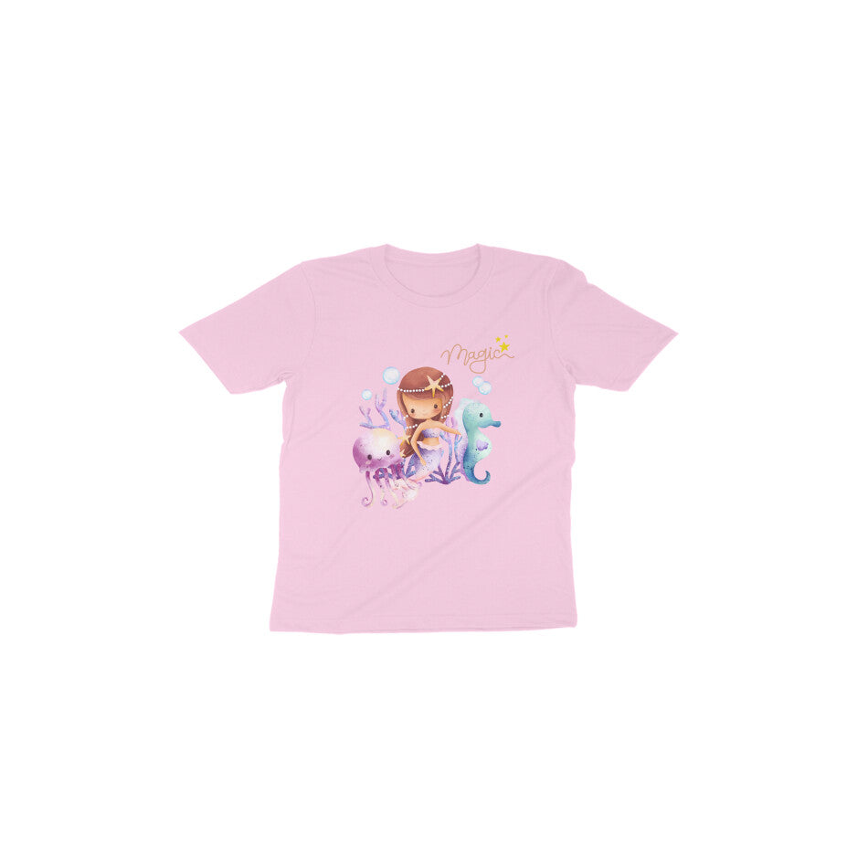 Magical Mermaid Tales: Toddler's Round Neck T-Shirt with Sea Creatures