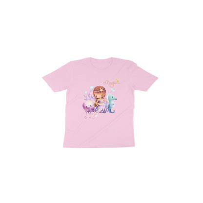 Magical Mermaid Tales: Toddler's Round Neck T-Shirt with Sea Creatures