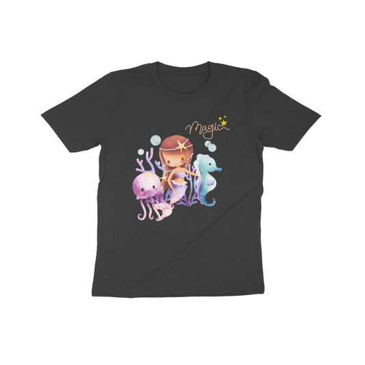 Enchanting Mermaid Magic: Kid's Round Neck T-Shirt - Whimsical Design