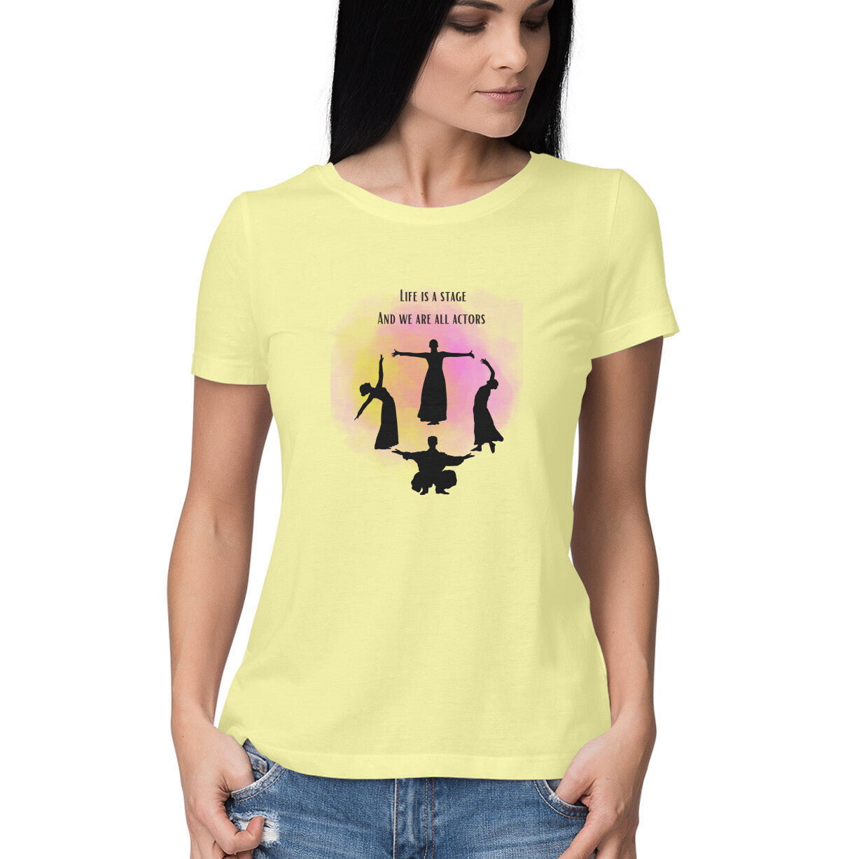 Life Is a Stage Tee: Women's Round Neck T-Shirt - Theatrical Inspiration