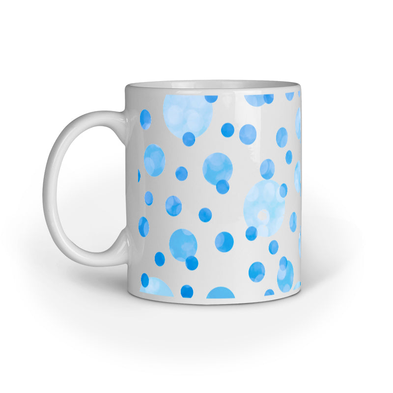 Charming Blue Polka Dots Abstract Design Printed Mug: Stylish Delight
