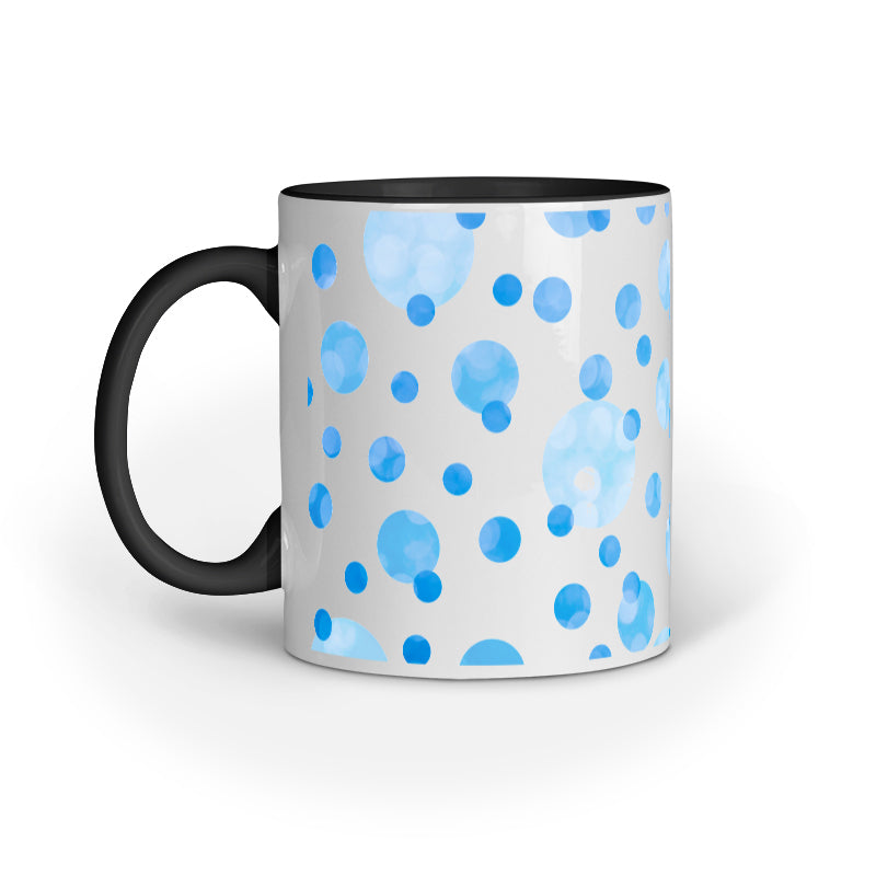 Charming Blue Polka Dots Abstract Design Printed Mug: Stylish Delight
