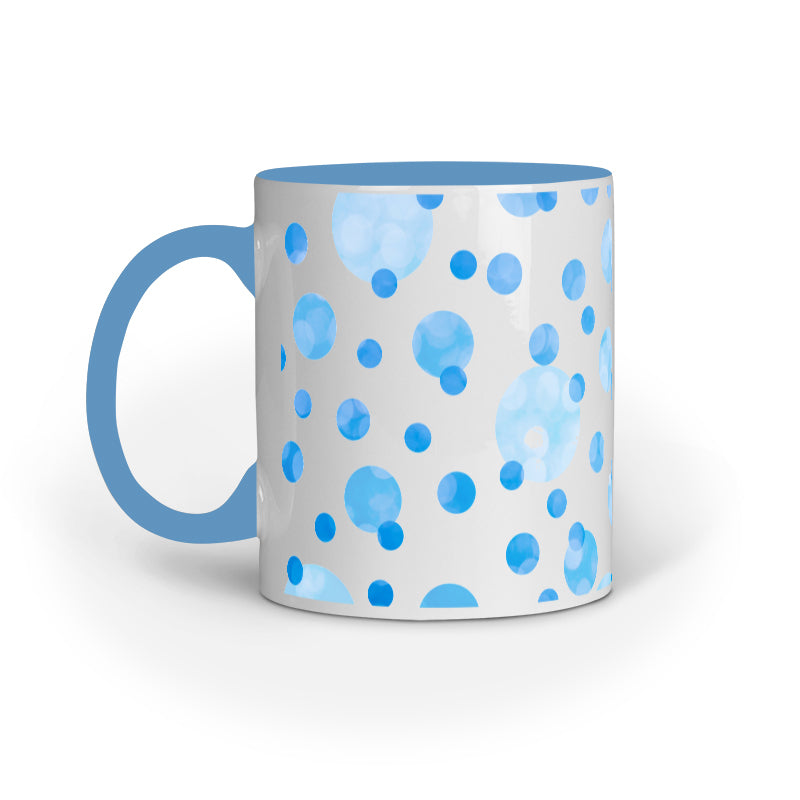 Charming Blue Polka Dots Abstract Design Printed Mug: Stylish Delight