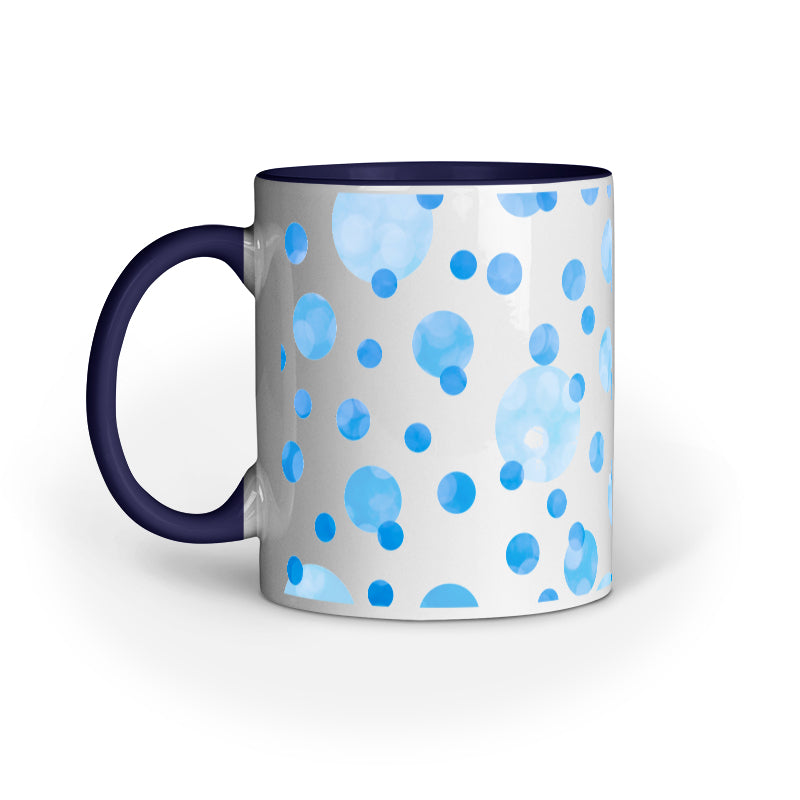 Charming Blue Polka Dots Abstract Design Printed Mug: Stylish Delight