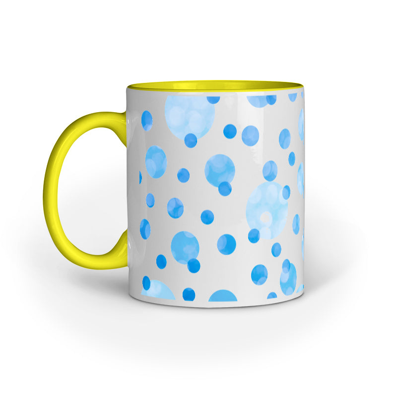 Charming Blue Polka Dots Abstract Design Printed Mug: Stylish Delight
