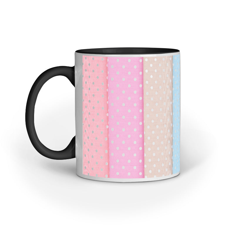 Vibrant Textile Slices Mug: Multicolored Design