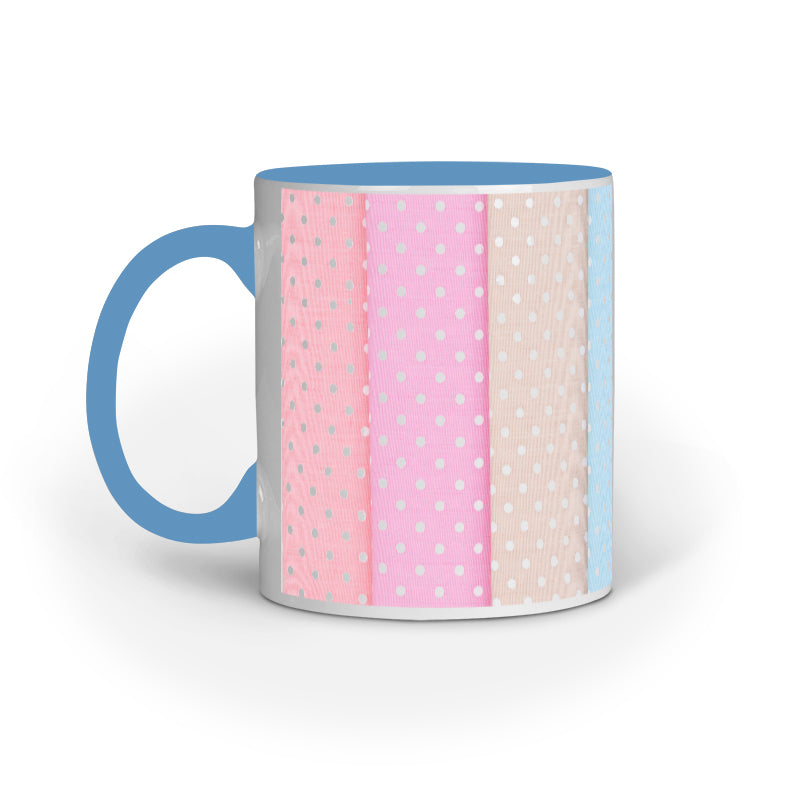 Vibrant Textile Slices Mug: Multicolored Design