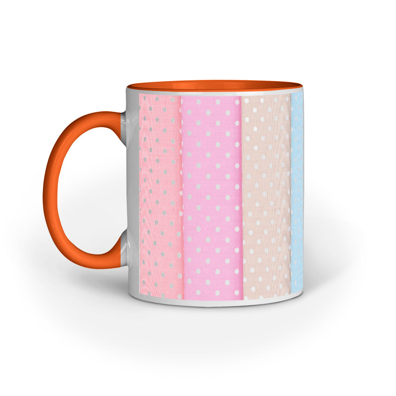 Vibrant Textile Slices Mug: Multicolored Design