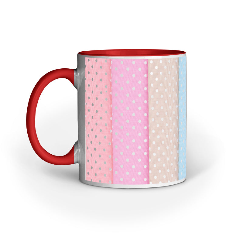 Vibrant Textile Slices Mug: Multicolored Design