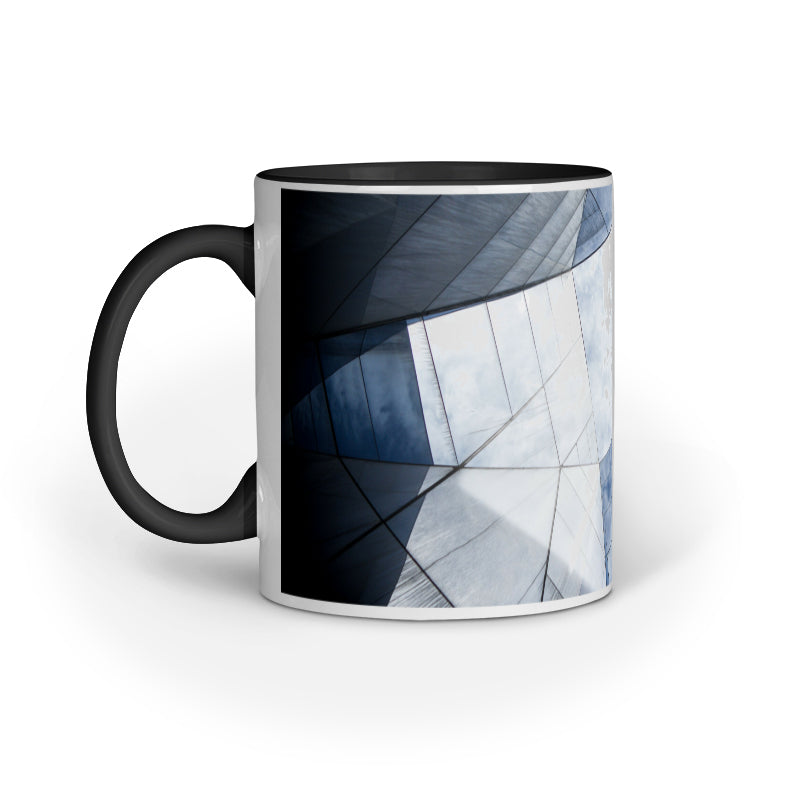 Chic Black and White Shadows Mugs: Timeless Abstract Elegance