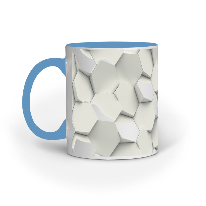 Elegant White Hexagon Mugs: Captivating Abstract Design