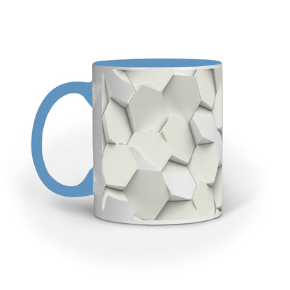 Elegant White Hexagon Mugs: Captivating Abstract Design