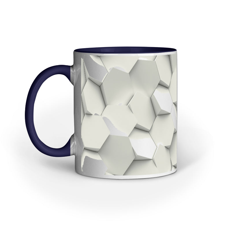 Elegant White Hexagon Mugs: Captivating Abstract Design