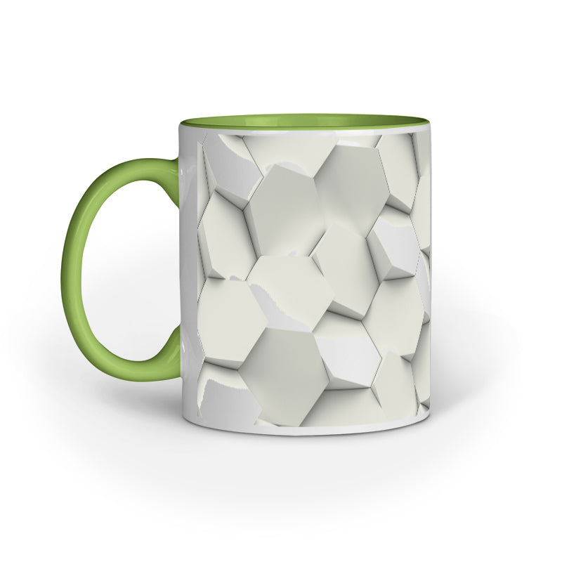 Elegant White Hexagon Mugs: Captivating Abstract Design