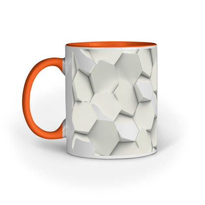 Elegant White Hexagon Mugs: Captivating Abstract Design