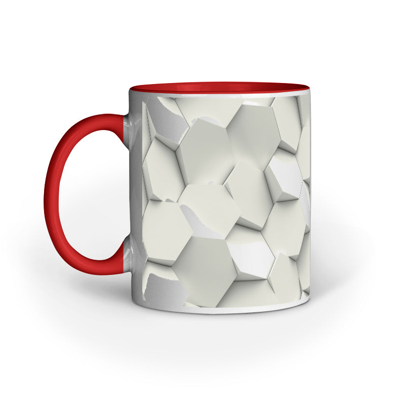 Elegant White Hexagon Mugs: Captivating Abstract Design