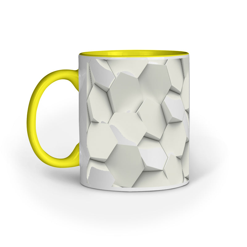Elegant White Hexagon Mugs: Captivating Abstract Design
