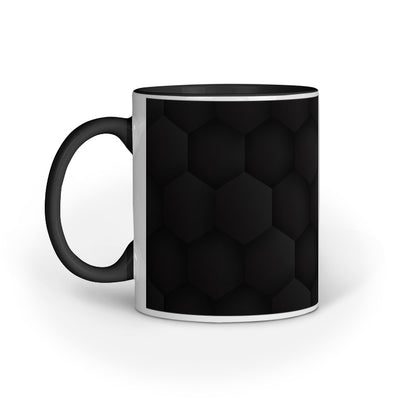 Stylish Black Hexagon Mugs: Abstract Design Collection