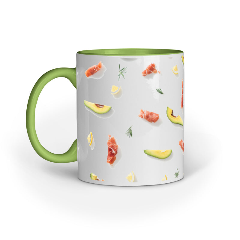 Vibrant Fruit and Veggie Slices Mugs: Abstract Design Collection