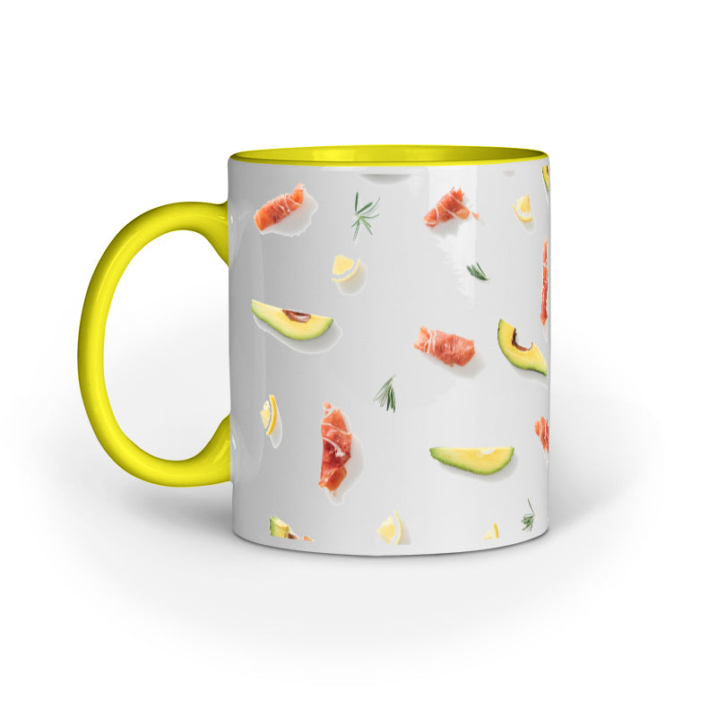 Vibrant Fruit and Veggie Slices Mugs: Abstract Design Collection