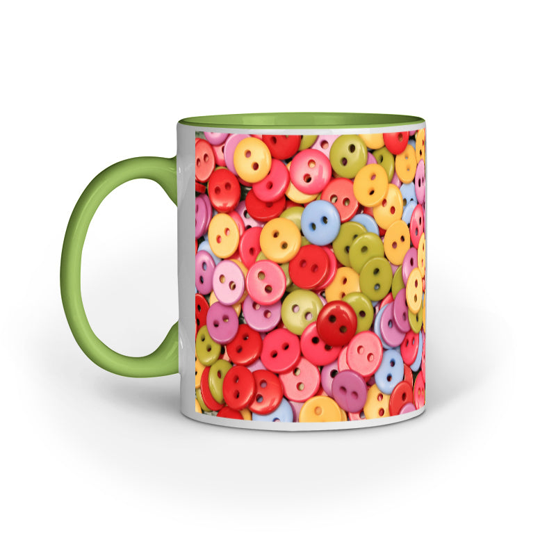 Vibrant Button Collection: Abstract Design Printed Mugs