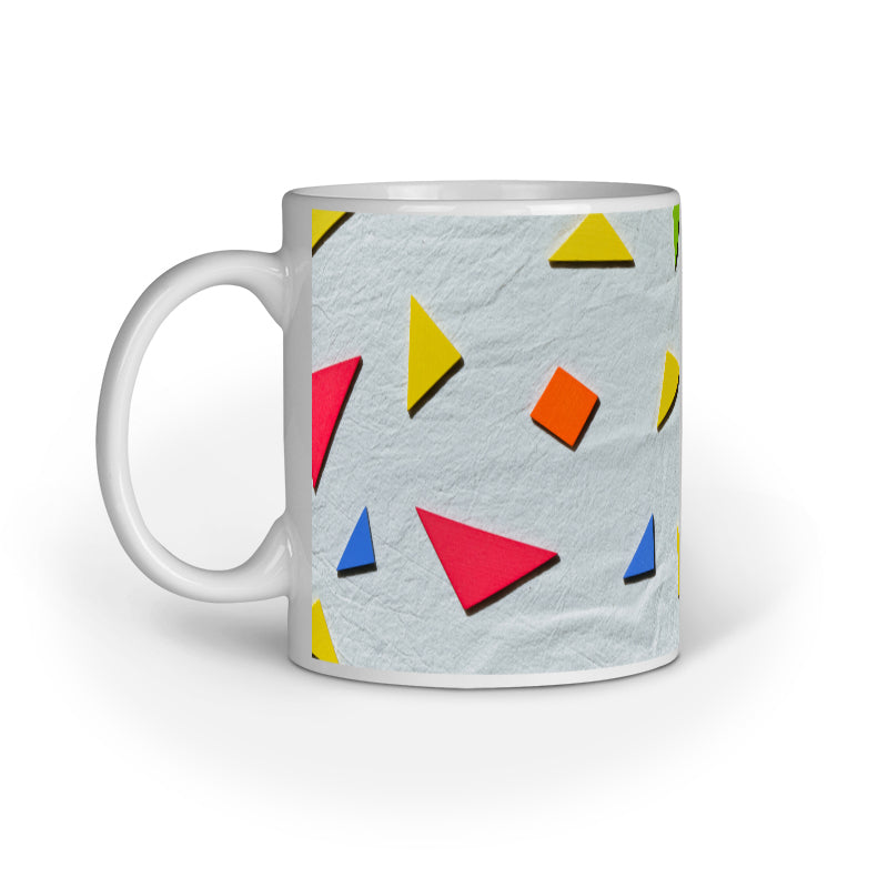 Colorful Triangular Harmony: Abstract Printed Mugs Collection