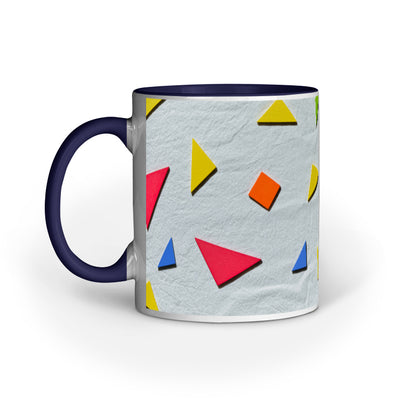 Colorful Triangular Harmony: Abstract Printed Mugs Collection
