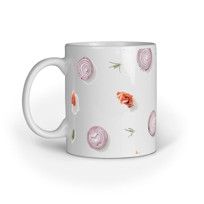 Floral Fusion: Abstract Onion Rings and Flowers Printed Mugs