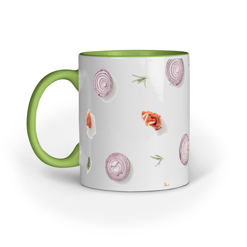 Floral Fusion: Abstract Onion Rings and Flowers Printed Mugs
